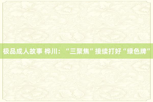 极品成人故事 桦川:“三聚焦”接续打好“绿色牌”
