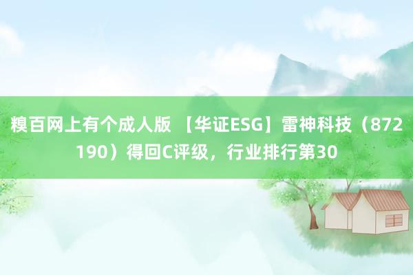 糗百网上有个成人版 【华证ESG】雷神科技(872190)得回C评级,行业排行第30