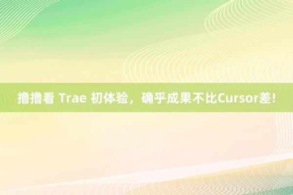 撸撸看 Trae 初体验,确乎成果不比Cursor差!
